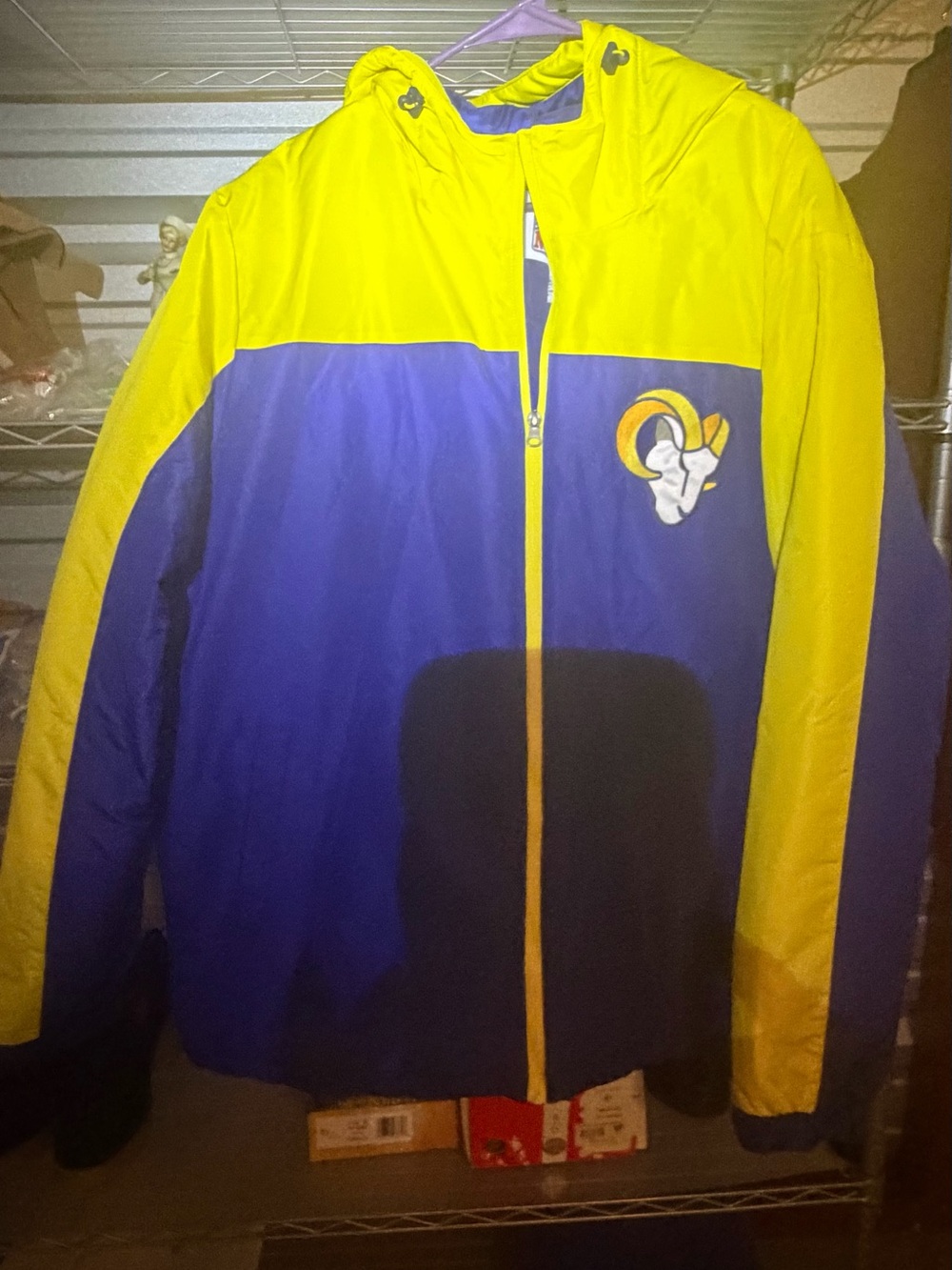 Men's Yellow and Blue Hooded Los Angeles Rams Team-Coat